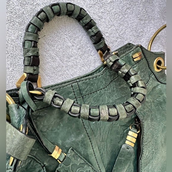 OR YANY Leather Purse Boho Hand Held, Shoulder Bag, or Crossbody Hunter Green - Picture 12 of 16